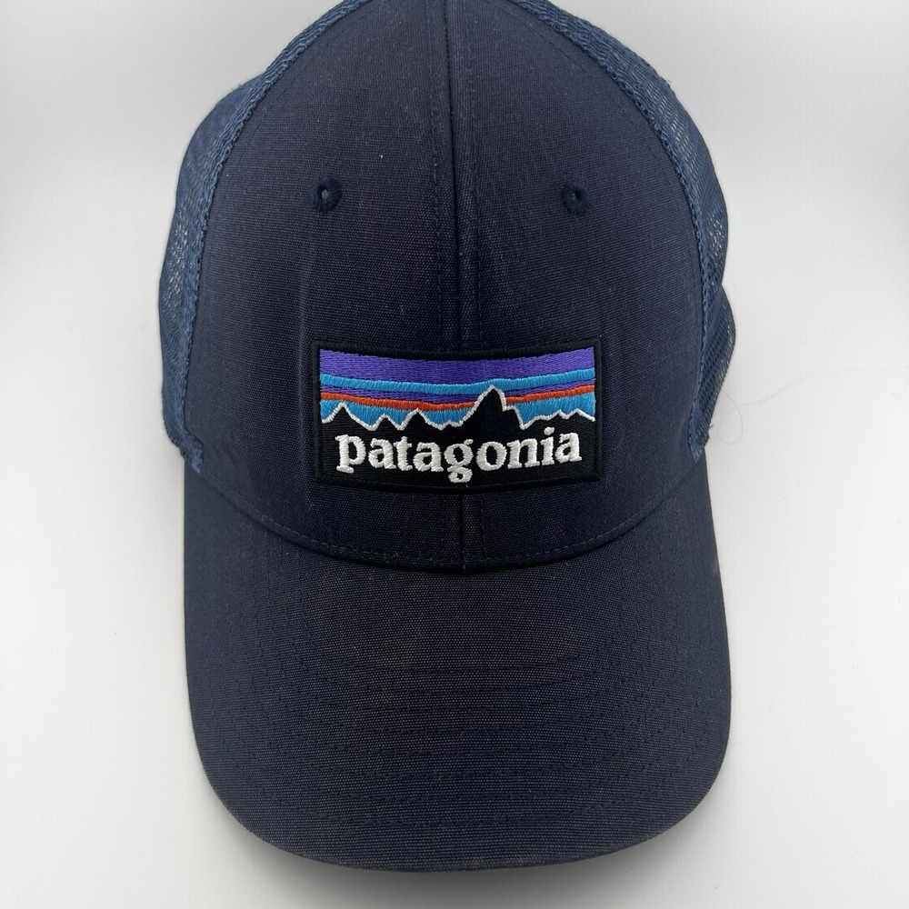 Patagonia P-6 Logo Trucker Hat Navy Blue Snapback Mesh Cap Dad hat